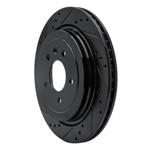 Cadillac ATS Brake Rotor (1) - Rear Left - R1 Concepts - Drilled & Slotted - Black - `13-`19